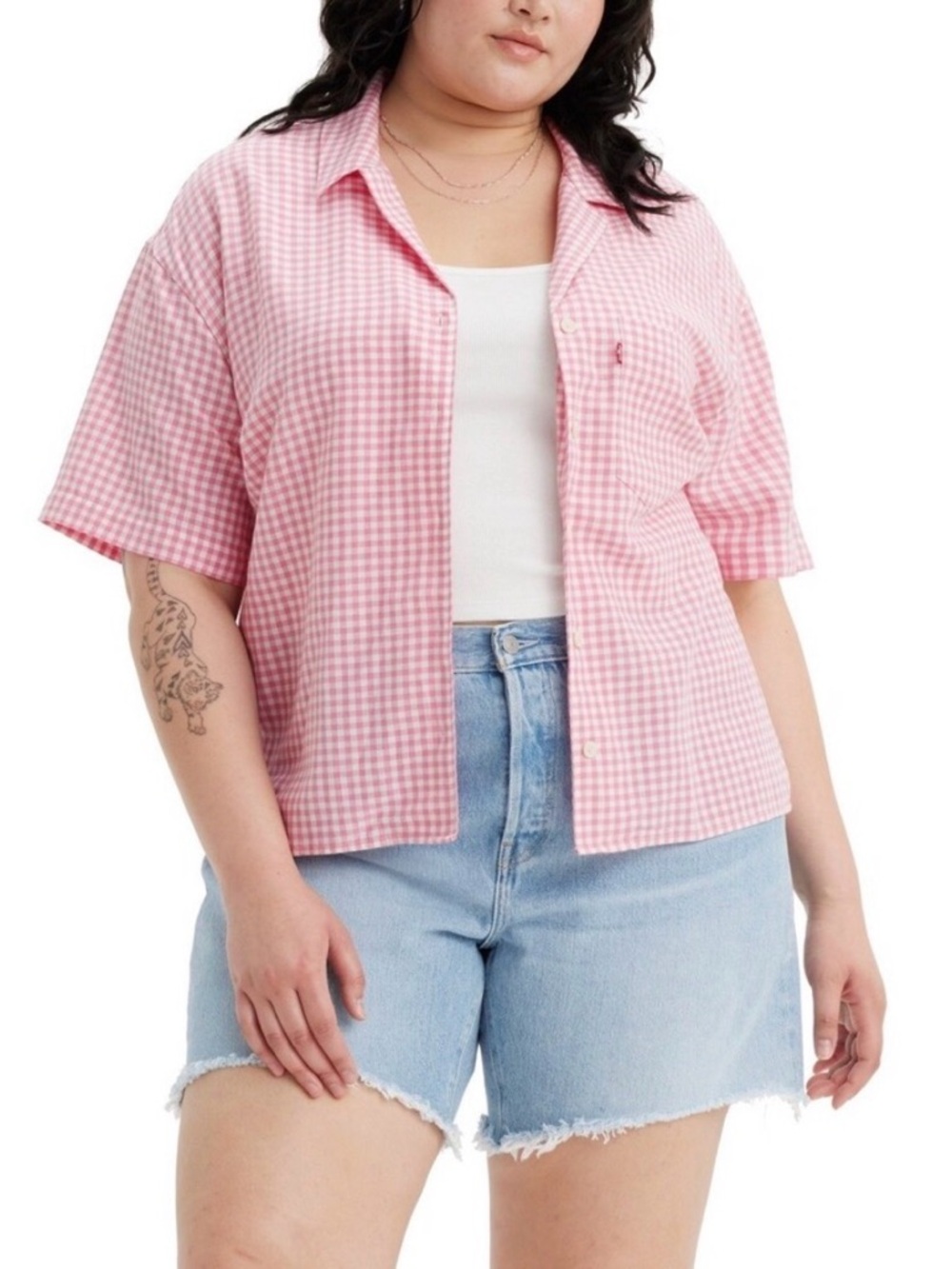 Levi’s Trendy Joyce Gingham Iris Check Timeless Rose Pink Women Size 2X